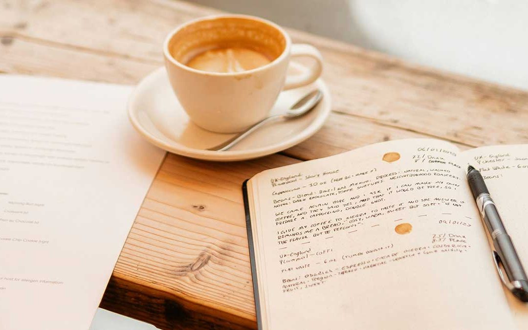 A quite moment with a cup of coffee and a journal.